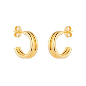 9ct Yellow Gold Double Layer Hoop Earrings