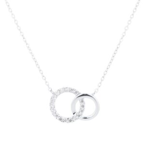 9ct White Gold 0.05cttw Diamond Circle Necklace