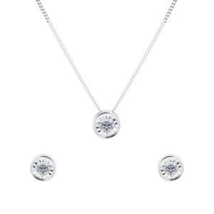 9ct White Gold 0.20cttw Diamond Illusion Jewellery Set
