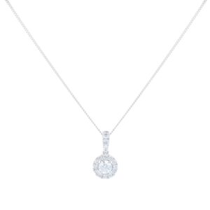 9ct White Gold 0.40cttw Round Halo Pendant